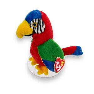 1997 TY Beanie Baby - JABBER the Parrot - Stuffed Animal Toy W/Errors